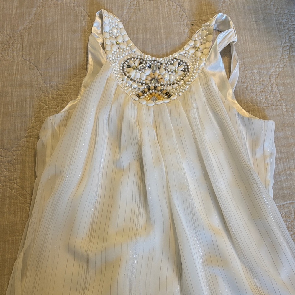 ECI White Embellished Blouse